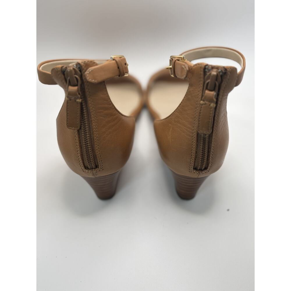Cole Haan Leather Ankle Strap Sandals Cognac Tan Low Wedge Heel Women's Size 8 - Picture 4 of 6